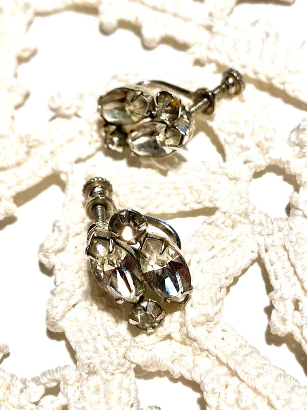 Vintage Screwback Rhinestone Earrings